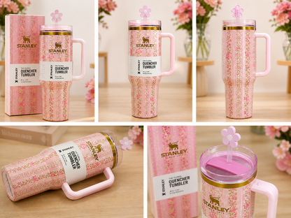Stanley Floral Tumbler 40oz – Premium Stainless Steel Insulated Cup with Handle & Straw