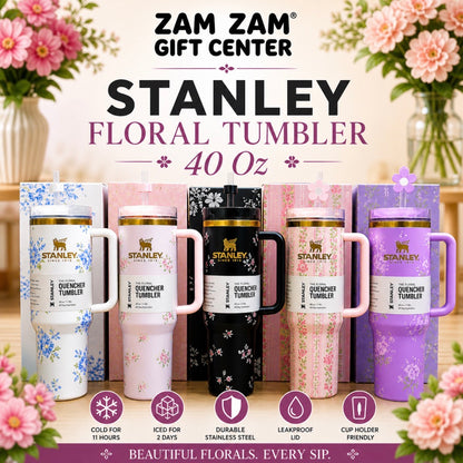 Stanley Floral Tumbler 40oz – Premium Stainless Steel Insulated Cup with Handle & Straw