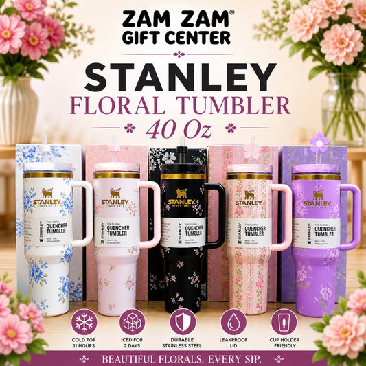 Stanley Floral Tumbler 40oz – Premium Stainless Steel Insulated Cup with Handle & Straw