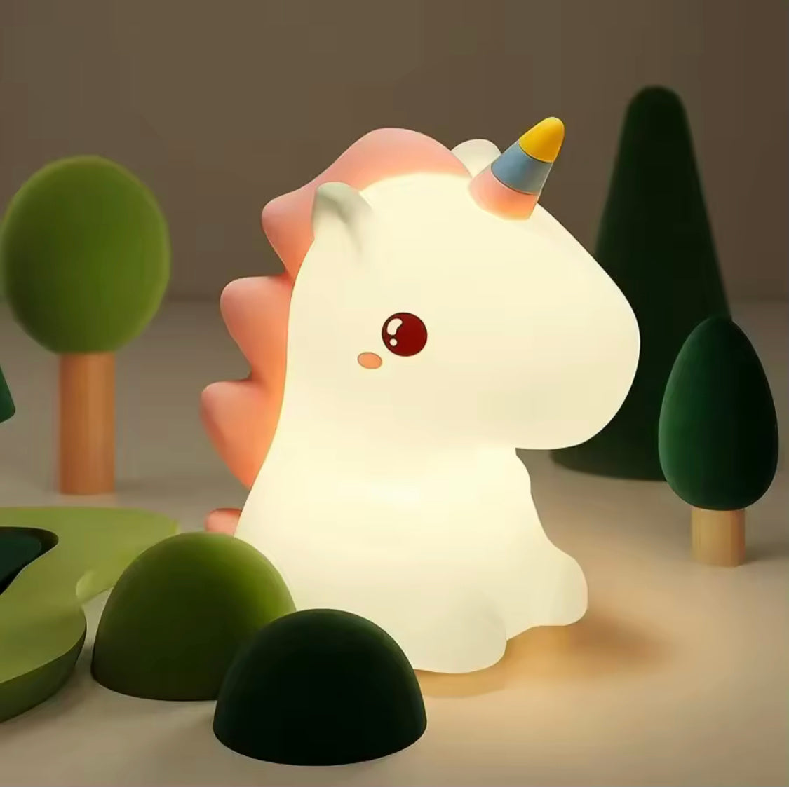 Unicorn Silicone LED Night Lamp, Rechargeable Cartoon Decor Lamp, Kids Bedroom Cute Night Lamp