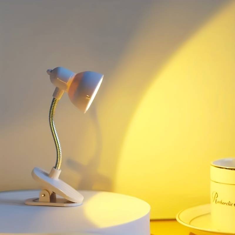 Mini Book Lamp, 360 Rotatable lamp With Clamp, Mini Clip On Study Desk Lamp, Flexible Bedside Table Lighting Lamp,  Home Portable Book Clip Lamp