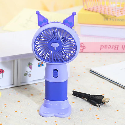 Cute Portable Mini Handheld Fan – Rechargeable USB Cooling Fan with Stand | Zam Zam Gift Center
