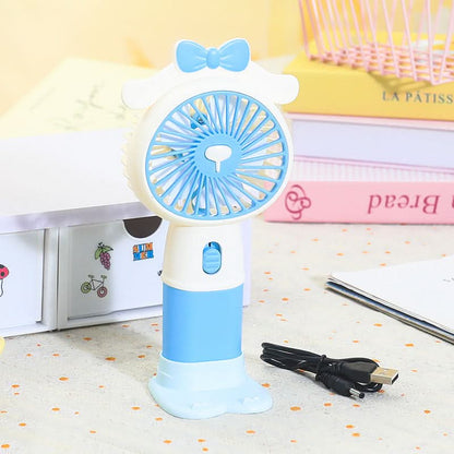 Cute Portable Mini Handheld Fan – Rechargeable USB Cooling Fan with Stand | Zam Zam Gift Center