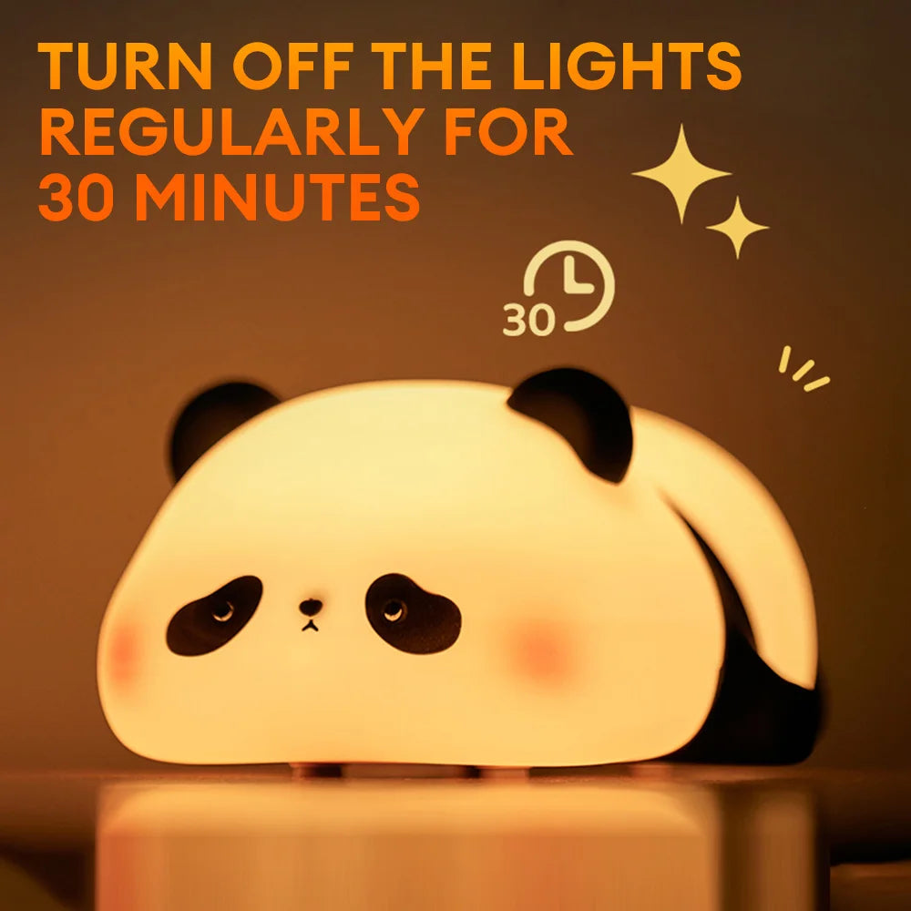 Cute Panda Silicone LED Night Lamp – Soft Touch Rechargeable Bedside Light