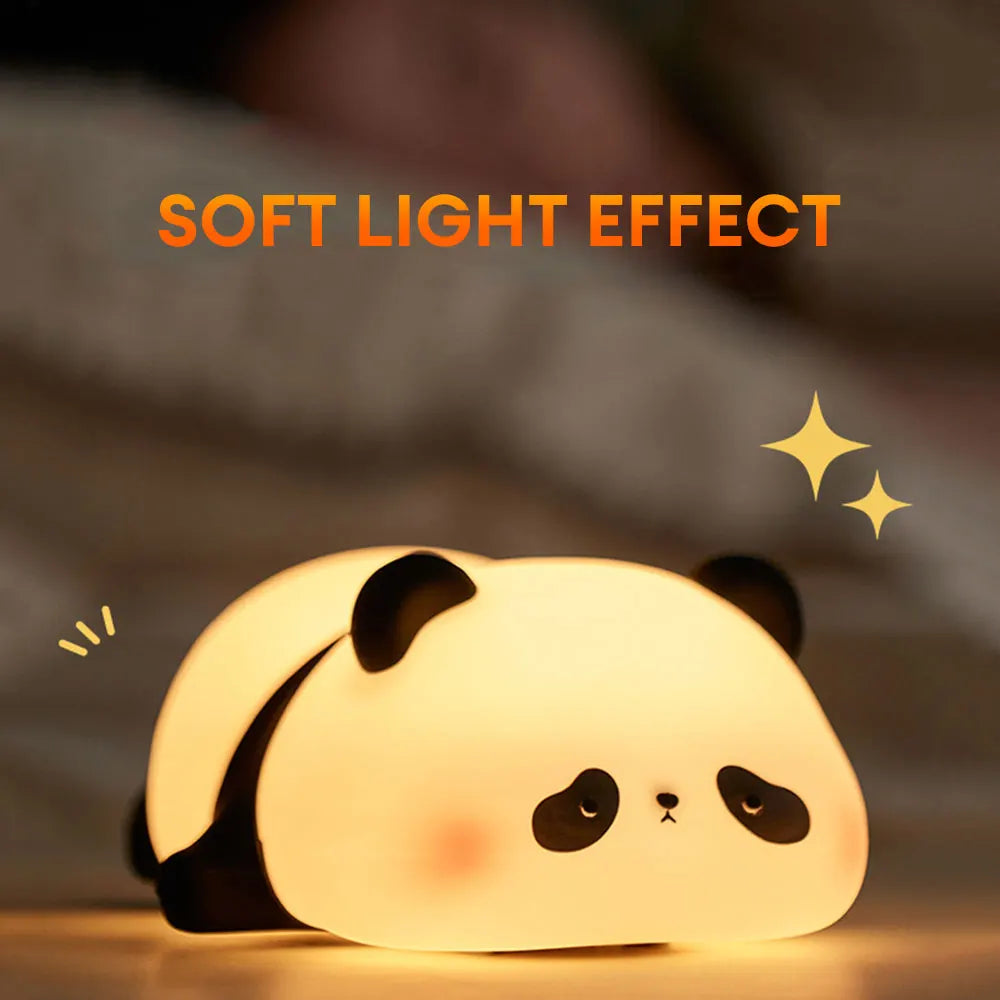 Cute Panda Silicone LED Night Lamp – Soft Touch Rechargeable Bedside Light