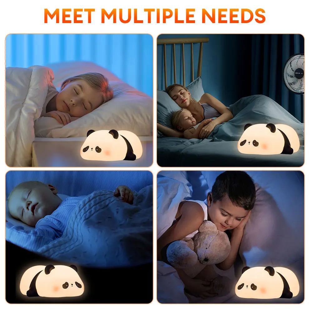 Cute Panda Silicone LED Night Lamp – Soft Touch Rechargeable Bedside Light