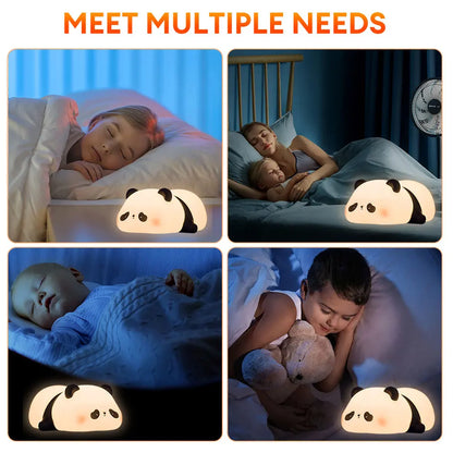 Cute Panda Silicone LED Night Lamp – Soft Touch Rechargeable Bedside Light
