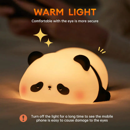 Cute Panda Silicone LED Night Lamp – Soft Touch Rechargeable Bedside Light