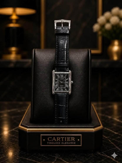 Cartier Tank Model Premium Leather Strap Luxury Watch for Men & Women