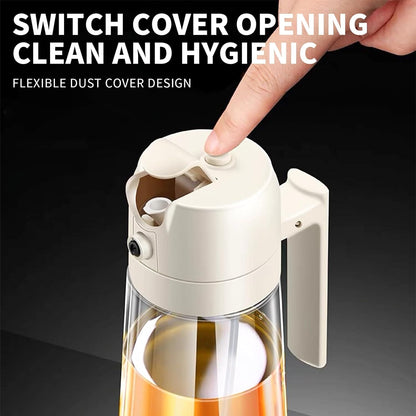2 In 1 Oil Kettle, Oil Pot, Kitchen Oil Spray Bottle And Dispenser, Glass Oil Bottle For Cooking, Vinegar Soy Sauce Spray Pour Oil Container, Home Barbecue Air Fryer Glass Baking Oil Kettle, Double Function Oil Dispenser And Bottle